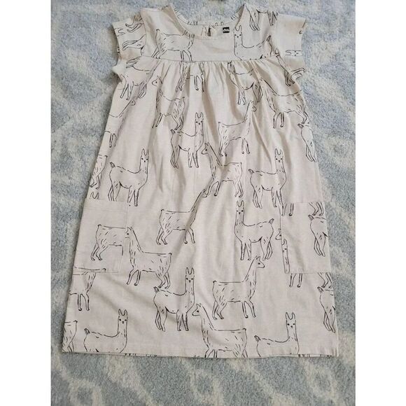 Tea Collection Llama Love Print Pocket Dress 8 NWT - Picture 1 of 7